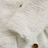 Haljina midi od tvida boje slonove kosti s dugim rukavima i džepovima