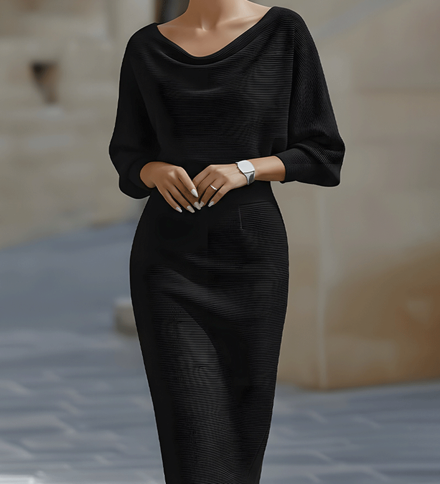 Bijela drapirana midi haljina