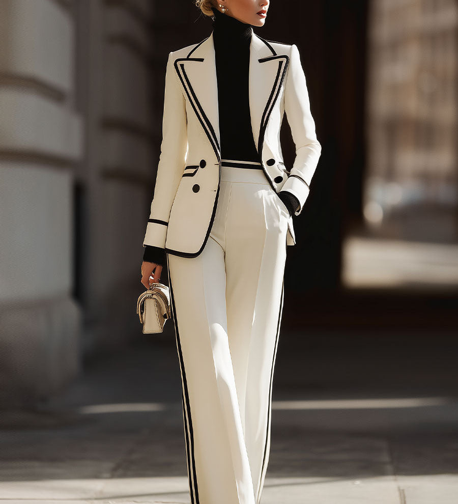 Bijeli kontrast - Set odijela s dvostrukim kopčanjem