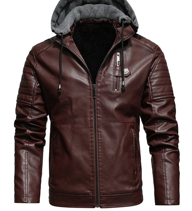 Matej | ZIP JAKNA S UČINKOM KOŽE S PODSTAVLJENOM KAPULJAČOM