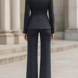 Sako s teksturom u ponoćno plavoj boji s dvostrukim kopčanjem