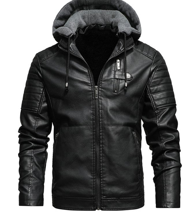 Matej | ZIP JAKNA S UČINKOM KOŽE S PODSTAVLJENOM KAPULJAČOM