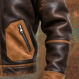 Karlo | TOPLA SMEĐA KOŽNA JAKNA S SHERPA OVRATNIKOM