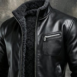 Nikola | TOPLA CRNA KOŽNA JAKNA OBLOŽENA SHERPA