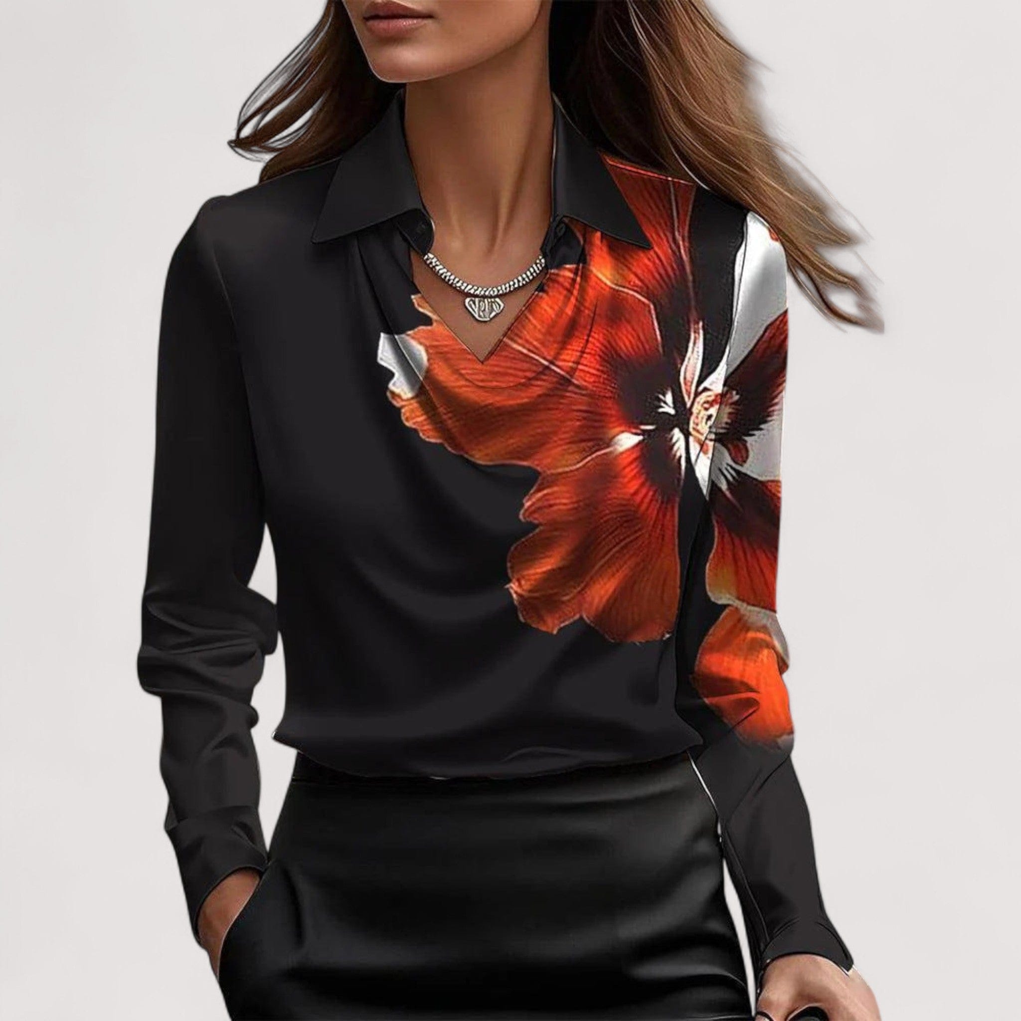 Charlotte™ | Satenska bluza s V-izrezom