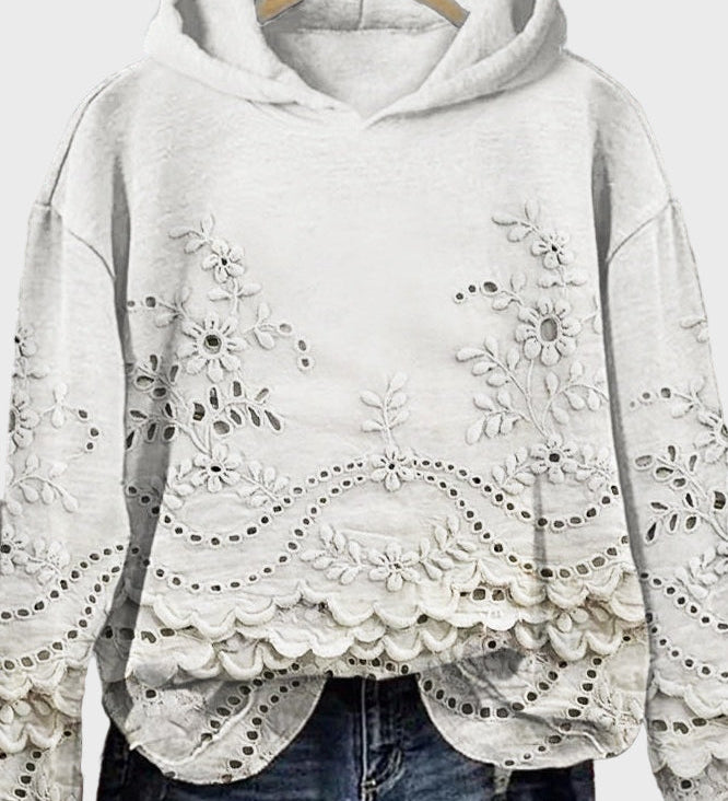 Džemper s Kapuljačom od Čipke u Zelenoj Boji Livade