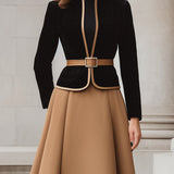 Blazer s Dvostrukim Tonovima i A-Linija Midi Suknja Set