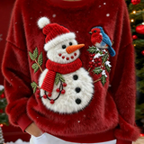 Ženska flanelasta dukserica s kapuljačom i božićnim motivima ptica