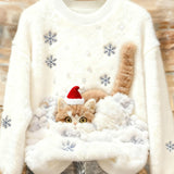 Ženska udobna dukserica s božićnim umjetničkim uzorkom