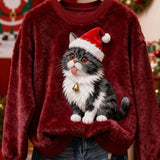 Ženska flanelasta dukserica s kapuljačom i božićnim uzorkom