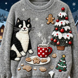 Ženska flanelasta dukserica s retro uzorkom božićnih životinja