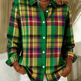 Elina – Geruite bluzica u živopisnim zelenim nijansama