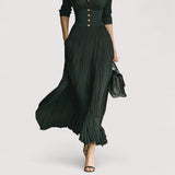 Lorien™ | Elegantna plisirana maksi haljina s naglašenim strukom