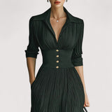 Lorien™ | Elegantna plisirana maksi haljina s naglašenim strukom