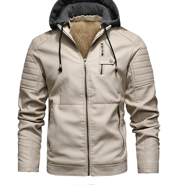 Matej | ZIP JAKNA S UČINKOM KOŽE S PODSTAVLJENOM KAPULJAČOM