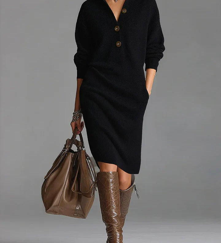 Lorena | Pletena Haljina s Ovratnikom i Gumbima