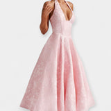 Midi Haljina s Otvorenim Leđima i Korset Dizajnom