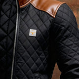 Josip | CRNA KAPUT MATELASSÉE S KOŽNIM RAMENIMA