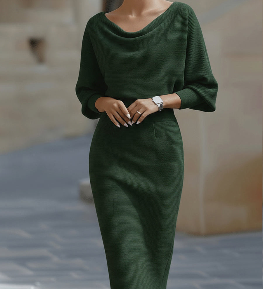 Bijela drapirana midi haljina